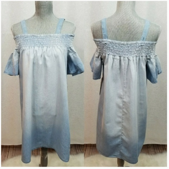 Luxology Ombre Chambry Denim Off Shoulder Dress - Picture 1 of 6